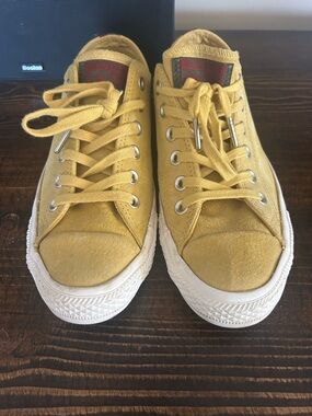Mustard Yellow Converse Low-Top Suede Sneakers